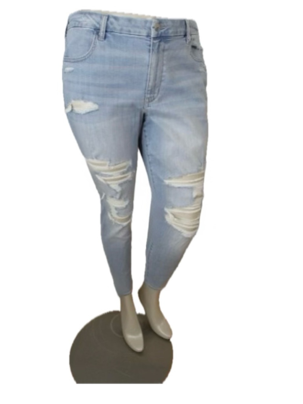 NWT American Eagle AE Ripped Jeans New Curvy High Rise Next Level Stretch 18P - Picture 8 of 9